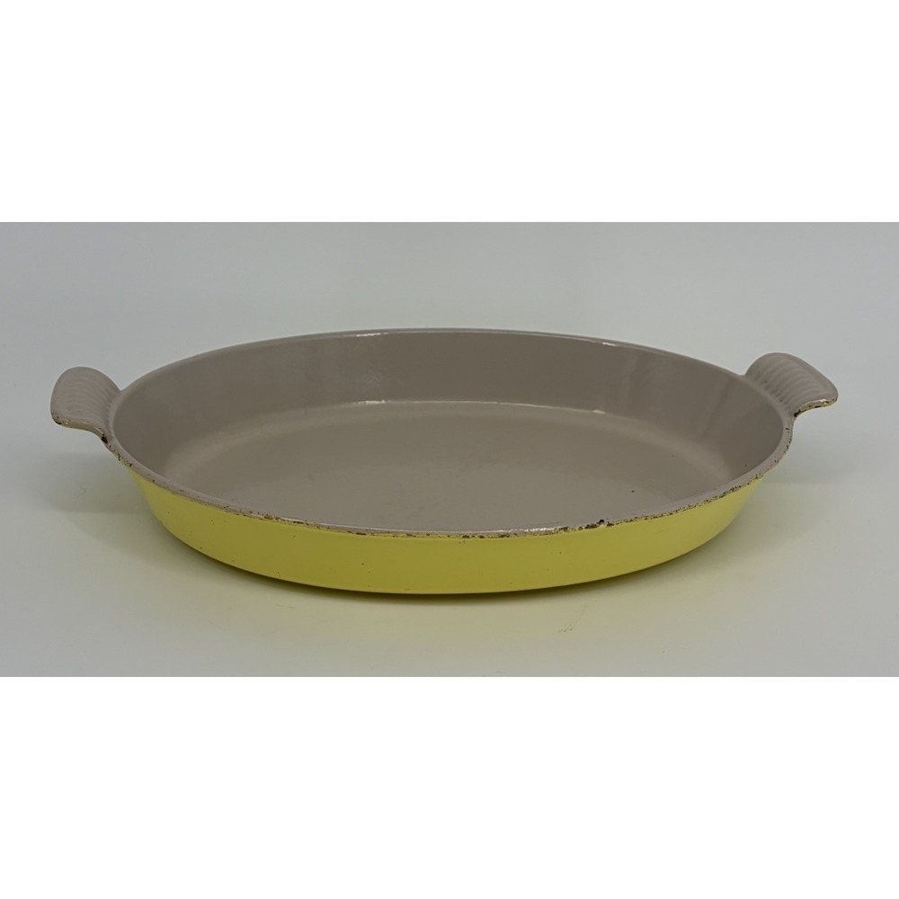 Vintage Le Creuset Oval Baking Au Gratin Dish 36 Yellow Enameled Cast Iron